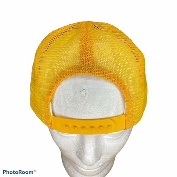 Vintage Busch Gardens Hat 80s The Dark Continent Yellow Snap Back Cap Mesh USA - Picture 3 of 6